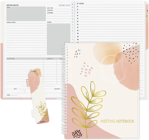 Vista 18 de SUNEE Half Meeting Half Note - Cuadernos profesionales de 8.5"x11" para el trabajo - 160 páginas, planificador de proyectos de tamaño A4, agenda