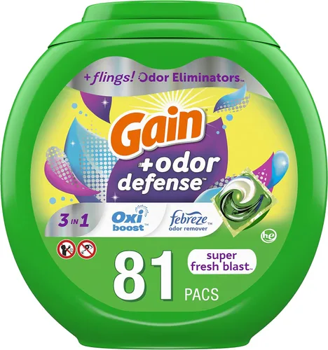 Vista 31 de Gain Flings! Jabón líquido para ropa sucia, compatible con HE, paquete de 3 bolsas, 111 unidades, aroma de larga duración, aroma a brisa feliz