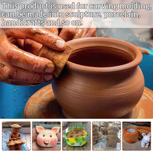 Vista 2 de PINVNBY Natural Terra Cotta - Arcilla de cerámica autoendurecible – Arcilla para hornear de bajo fuego de 11 libras para adultos, clase de arte