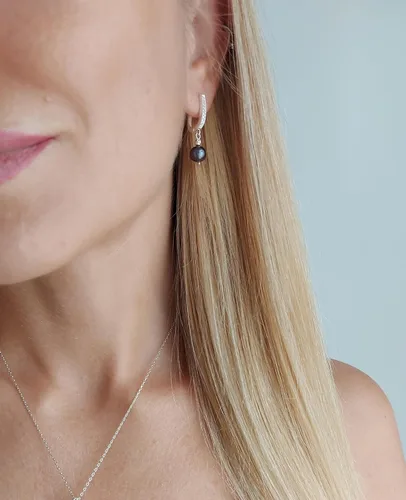 Vista 7 de Aretes de perlas de plata de ley 925 de pavo, hipoalergénicos, aretes de gota de perlas finas, regalo para mujer, Plata, Topacio amarillo
