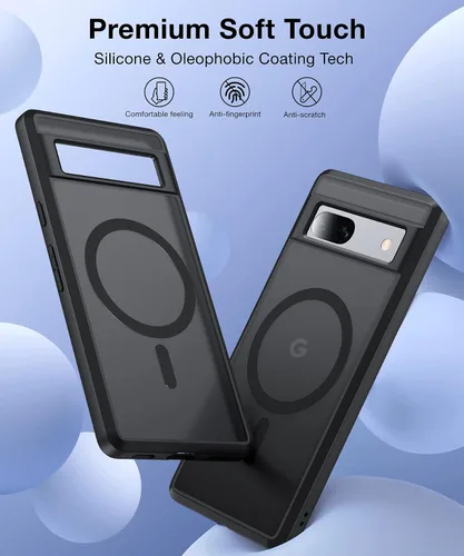 Vista 2 de Funda Magnética NO.1 para Google Pixel 7a Case [Compatible con MagSafe][Anti-Huellas][Ajuste Delgado][Resistente a Golpes Militar] Cubierta