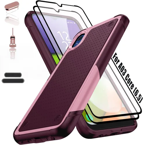 Vista 9 de Funda resistente para Samsung Galaxy A03 Core de 6.5 pulgadas, 4 esquinas con bolsas de aire [protección contra caídas de 12 pies], agarre