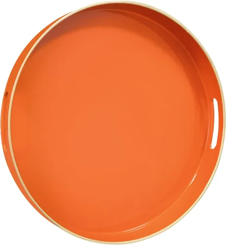 Vista 23 de MAONAME - Bandeja decorativa verde oscuro, bandeja de servir redonda de 13 pulgadas con asas, bandejas de plástico para mesa de café, bandejas