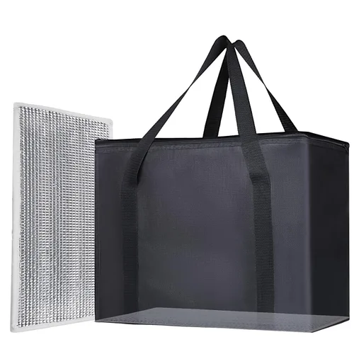 Vista 49 de Bodaon Bolsa de entrega de pizza aislada, 20" x 20" x 8" bolsas calentadoras de pizza para mantener caliente, bolsa aislada para entrega de Negro