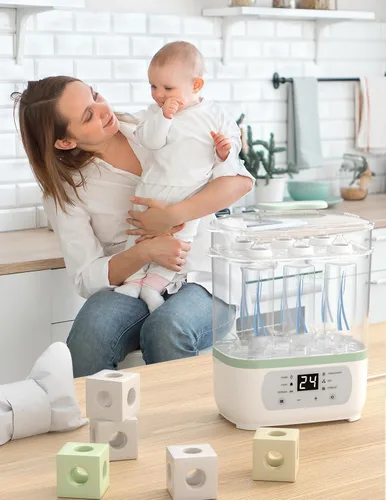 Vista 7 de Momcozy Esterilizador y secadora de biberones, esterilizador eléctrico de biberones de vapor 8 en 1 para biberones, artículos para bebés