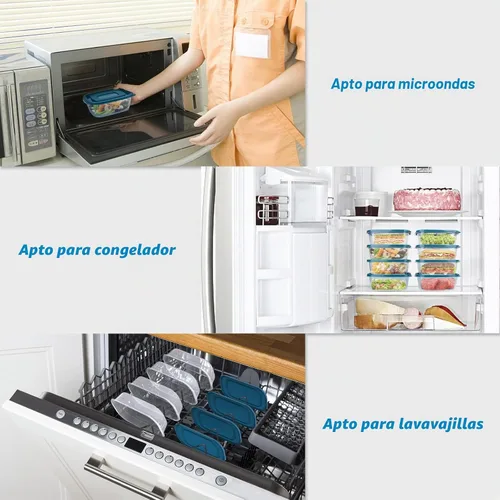 Vista 6 de PEDECO 10 recipientes de almacenamiento de alimentos, aptos para microondas y congelador, juegos de recipientes de alimentos, recipientes
