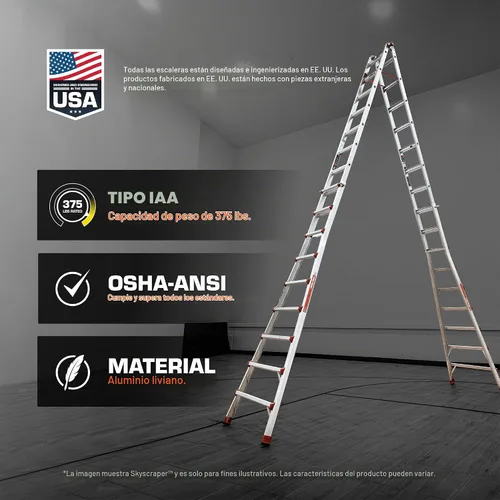 Vista 6 de Little Giant – Escaleras Rascacielos 300 libras índice ajustable, 10109