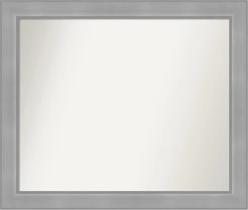 Vista 37 de Amanti Art Espejo de baño plateado para sobre el fregadero, 24 x 24 pulgadas, espejo cuadrado de peltre forjado a medida, marco de madera casual