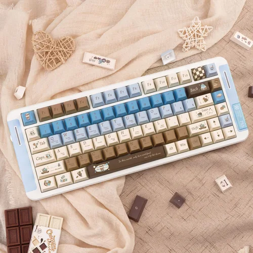 Vista 7 de 130 Keycaps PBT Tema Chocolate Sal Marina Keycaps Lindas Perfil Cherry Sublimación por Tinte Juego de Teclas Personalizadas para Interruptores