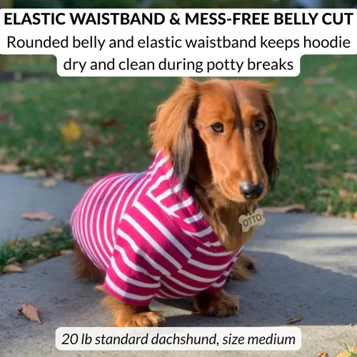 Vista 4 de Sudadera con capucha para perro – Cálido, ligero, suave y elástico para perro con capucha, agujero para arnés y cintura elástica – Sudadera
