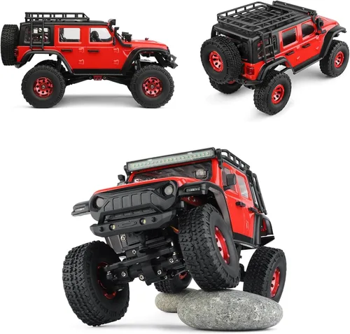 Vista 7 de HTLNUZD 1/24 RC Truck 2428 4WD Electric RC Rock Crawler con luz LED 130 Motor de cepillo de carbono 3KM/H Todo Terreno Off Road Racing Car