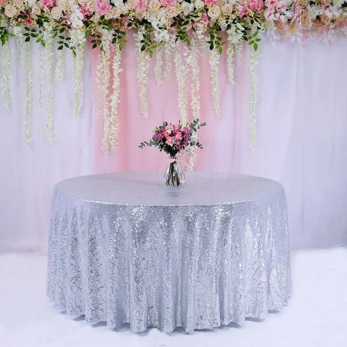 Vista 9 de Trlyc Mantel redondo de lentejuelas - Mantel negro brillante de 72 pulgadas para fiestas, bodas, baby shower