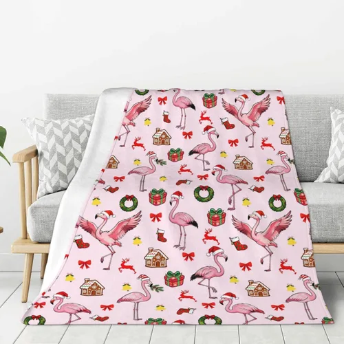 Vista 4 de Manta de franela de flamenco de Navidad para niños y mujeres, manta mullida y acogedora de felpa de 50 x 40 pulgadas