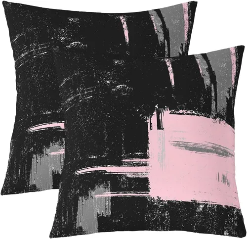 Vista 20 de Juego de 2 fundas de almohada abstractas de 16 x 16 pulgadas para niños, niñas, adolescentes, decoración de dormitorio, moderna a rayas, decoración