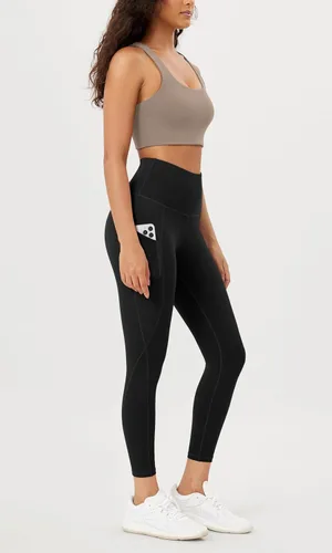 Vista 3 de ODODOS - Leggings de yoga con cintura alta y bolsillos para mujer, pantalones de yoga deportivos con control de abdomen, no se transparentan
