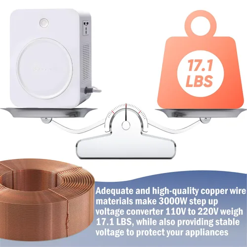 Vista 2 de tonchean Convertidor de voltaje elevador de 110 V a 220 V 3000 W Transformador de convertidor de energía resistente con cable de alimentación