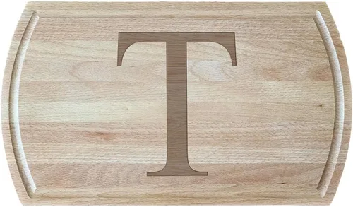 Vista 9 de Tabla de cortar de haya blanca grabada con elegante inicial, perfecta para cocinas sofisticadas del hogar y chefs profesionales