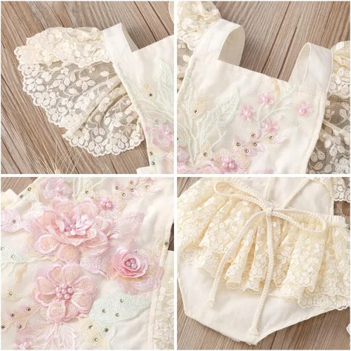 Vista 57 de IDOPIP Conjunto de ropa de 1er cumpleaños para niñas con estampado floral, estilo bohemio, con encaje, tutú y diadema de princesa