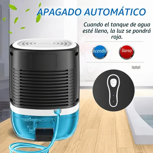 Vista 3 de Deshumidificadores para el hogar 27oz(800ml) Pequeños deshumidificadores con apagado automático y manguera de drenaje, deshumidificador ultra Negro