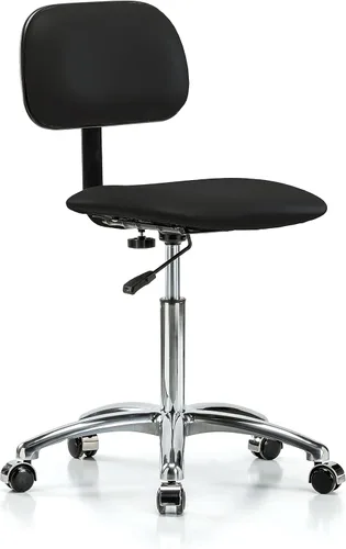 Vista 58 de Perch - Silla de laboratorio cromada con respaldo ajustable, altura del escritorio de 17 a 22 pulgadas, tela negra