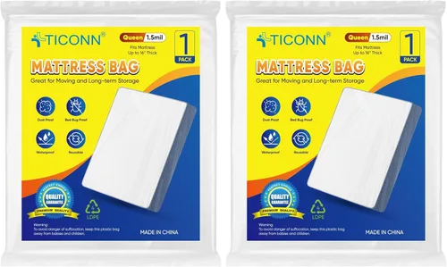 Vista 40 de TICONN 1 bolsa de colchón de plástico para almacenamiento de mudanzas, funda protectora de colchón impermeable, suministros de mudanza de colchones