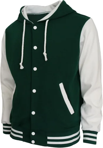 Vista 10 de BCPOLO Chaqueta de béisbol con capucha Varsity Cotton Letterman Jacket