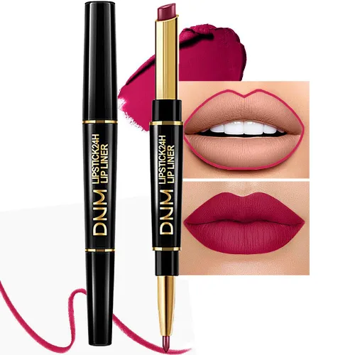 Vista 29 de evpct Juego de 1 lápiz labial y delineador de labios rojo rubí para mujer, kit mate con delineador de labios, manchas de labios duraderas