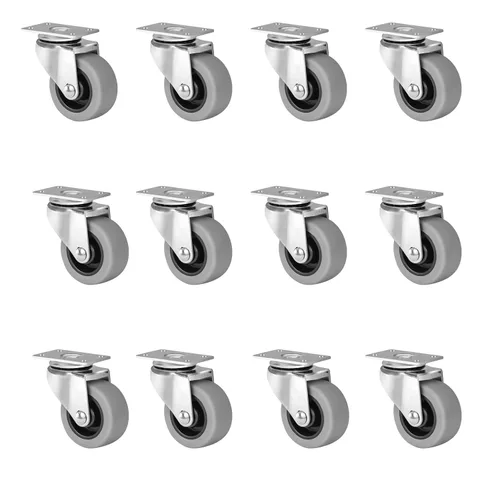 Vista 25 de Ruedas resistentes de 3 pulgadas, ruedas giratorias con frenos, ruedas de placa con rueda de goma para muebles, plataforma, camión, carrito