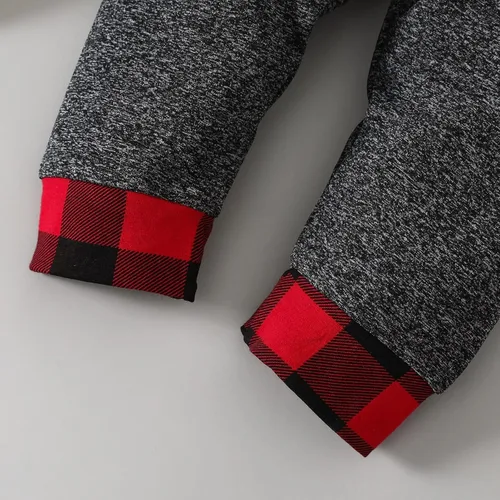 Vista 6 de Conjunto de ropa para bebé niño a cuadros para otoño e invierno, de manga larga, sudadera con capucha y pantalones