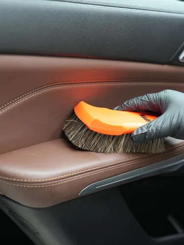 Vista 7 de SPTA Juego de 3 cepillos para detalles de automóvil, cepillo interior de cuero y textil, agarre cómodo y limpieza sin arañazos para salpicadero
