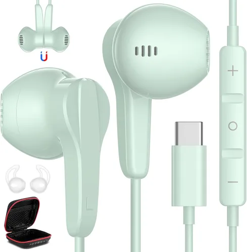 Vista 12 de Auriculares USB C con cable para Samsung S26 S25 Ultra S24 S23 Fe S22 Negro