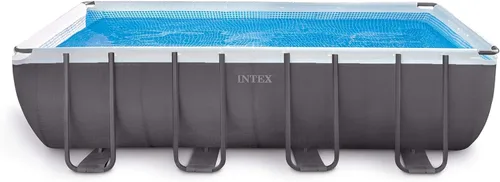 Vista 2 de Piscina rectangular, con bomba de filtro de suciedad, modelo Ultra Frame, de Intex, Gris