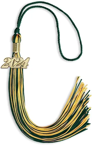 Vista 34 de Endea Graduation - Borla de doble color mixto con fecha dorada (negro/dorado antiguo, 2021)