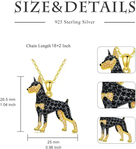 Vista 121 de Collares con colgante de perro de plata de ley S925 – 24 razas corgi/husky/labrador/pastor para mujer