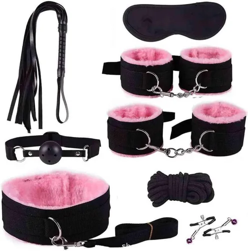 Vista 8 de Juego de esposas rosadas para parejas debajo de la cama King, juego de correas sexuales para mujeres, correas de cama tamaño Queen, barras