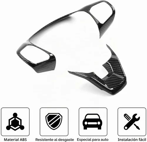 Vista 3 de Linskip Moldura de volante de fibra de carbono para Ford Bronco Sport 2025, 2024, 2023, 2022 2021, fundas para volante para Bronco Sport, accesorios