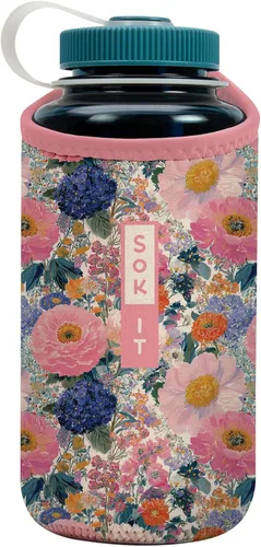 Vista 20 de Sok It BotlSok Funda para botella de agua con cubierta de neopreno aislante (Floral abstracto, se ajusta a CamelBak o Nalgene de 12 onzas)