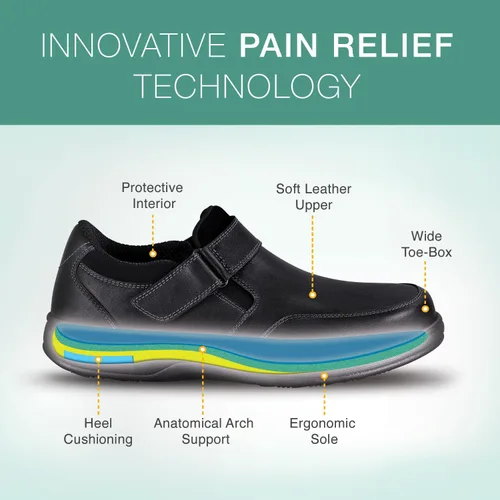 Vista 3 de Orthofeet Zapatos casuales ortopédicos de cuero del zodiaco para hombre