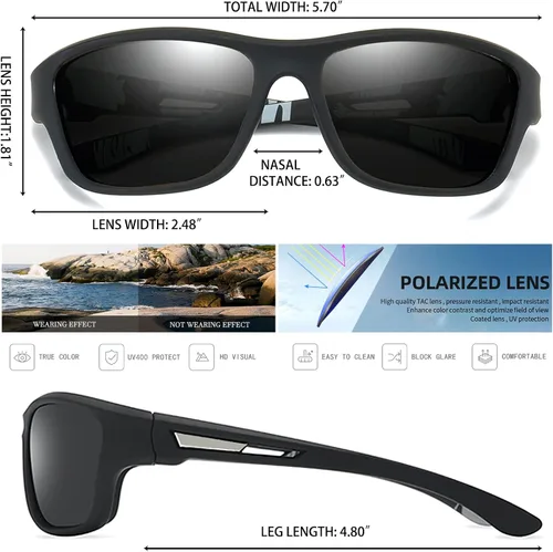 Vista 2 de Tskestvy 3 pares de lentes de sol polarizados para hombre con protección UV para correr pescar ciclismo conducir