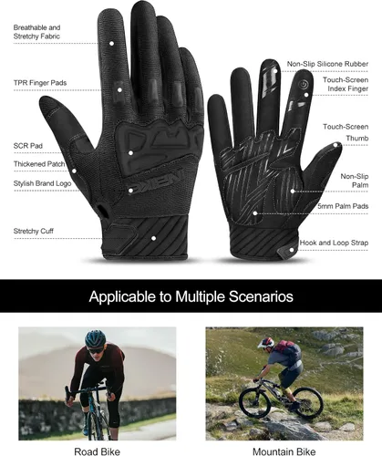 Vista 2 de INBIKE - Guantes para bicicleta de montaña para hombres con protección para nudillos, acolchados, guantes de ciclismo transpirables para MTB