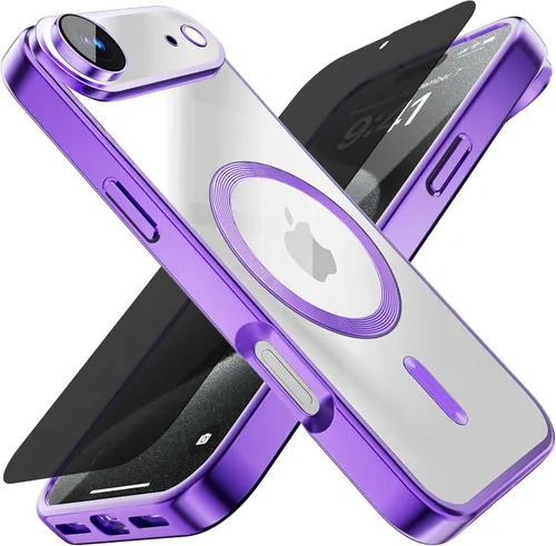 Vista 44 de Misscase Funda MagSafe compatible con iPhone 12 Pro Max con protector de lente de cámara, protección completa, funda magnética transparente