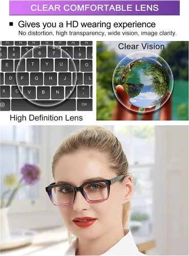 Vista 17 de Lightweight Reading Glasses Men Women Square Spring Hinges Readers 1.00 1.25 1.50 1.75 2.00 2.25 2.50 2.75 3.00