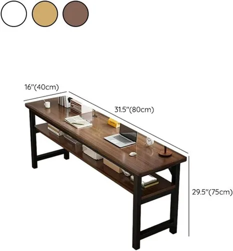Vista 2 de Escritorio de oficina cuadrado de 15.7 pulgadas de frente a atrás, mesa larga rectangular para sala de estar, escritorio extra largo, estante