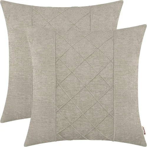 Vista 33 de BRAWARM Fundas de almohada 40x40 cm - Paquete de 2 fundas de almohada de chenilla negra, fundas de almohada de chenilla suave teñida sólida