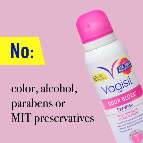Vista 4 de Vagisil Paquete múltiple de bloque de olores para mujer, lavado íntimo diario, 20 toallitas femeninas y desodorante en espray de lavado en seco