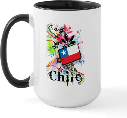Vista 21 de CafePress Taza de café de cerámica extra grande de 15 oz (15.0 fl oz) con bandera de Chile