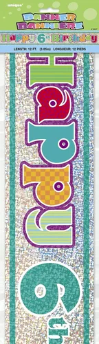Vista 4 de Unique Party 10855-12ft Prism Happy 4th Birthday Banner