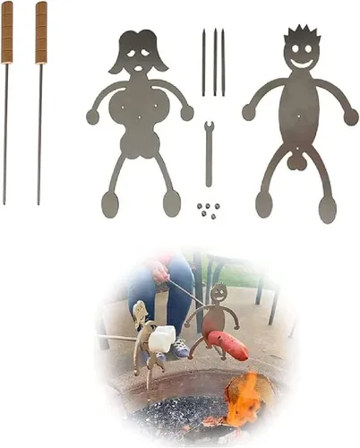 Vista 2 de Asador de perros calientes mejorados, 2 unidades, palos de acero inoxidable para perros calientes, asadores de malvaviscos con palos, tenedores