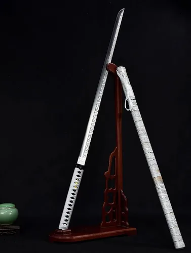 Vista 9 de Espada Iaido japonesa blanca prémium