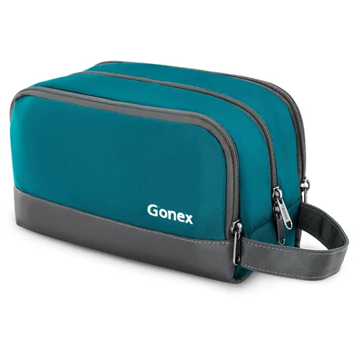 Vista 18 de Gonex Neceser de viaje de nailon, bolsa de afeitado, organizador de artículos de tocador, color negro